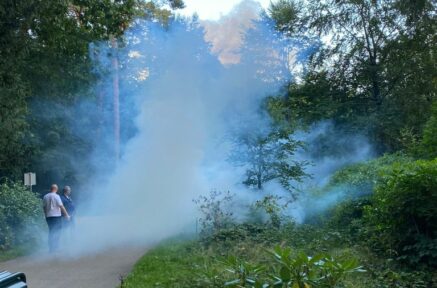 Smoke drill in the forest